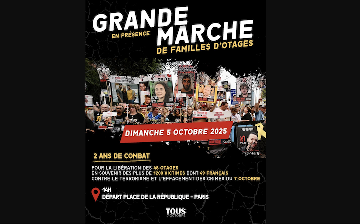 Une marche à Paris pour la libération des otages israéliens à Gaza