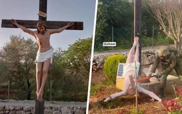 L&rsquo;armée israélienne confirme que le soldat photographié frappant une statue de Jésus est israélien